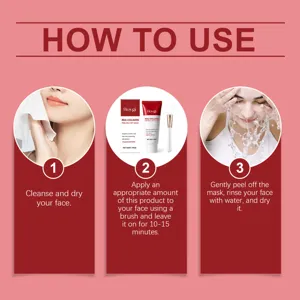 Guide d'instructions détaillé montrant comment utiliser le masque peel-off au collagène.