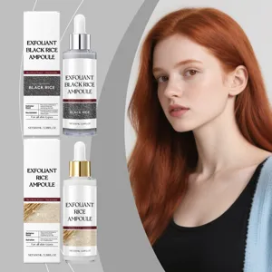 Set d'ampoules de sérum facial au riz exfoliant avec niacinamide pour un soin hydratant quotidien.