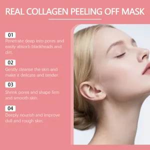 Détail de masque peel-off au collagène montrant nettoyage des pores et raffermissement.