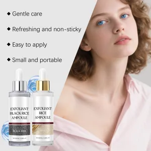 Sérum ampoule exfoliant visage au riz noir pour une hydratation douce et soin quotidien