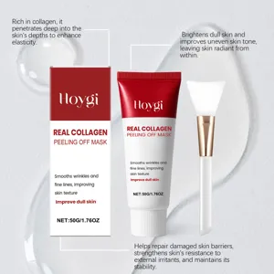 Kit de masque peel-off au collagène HOYGI avec pinceau en silicone pour un soin hydratant.