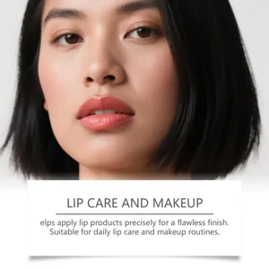 Detailed view of the silicone lip brush showcasing precise application for flawless lip makeup.