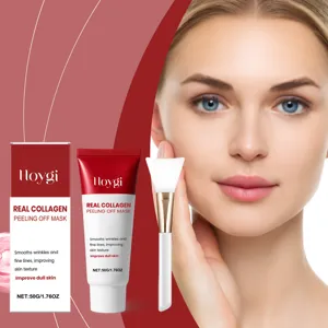 Masque Visage Peel Off au Collagène Nettoyage En Douceur et Exfoliant Masque de Soin Hydratant avec Pinceau pour Femmes