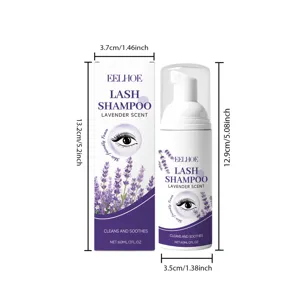 Eelhoe wimper shampoo schuim met lavendel geur milde oogmake-up reiniger 60 ml