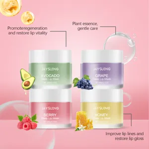 Coffret de 4 masques de nuit pour les lèvres JAYSUING à l'avocat, raisin, baies et miel hydratant.