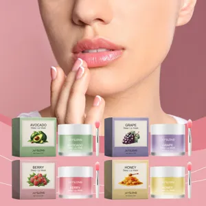 JAYSUING Masque de Nuit pour Lèvres Soin Nocturne Baume Hydratant avec Extraits Végétaux et Pinceau à Lèvres