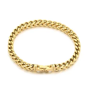 Elegante pulsera de cadena dorada para hombres y mujeres, joya pulida con cierre especial.