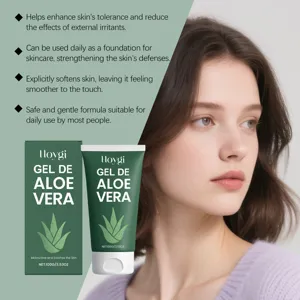 Detailed view of the aloe vera gel tube showing natural skincare ingredients and smooth texture.