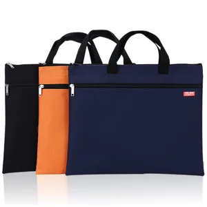 Canvas document bag with handles, durable business file storage bag for office and school use.