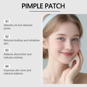 Hydrocolloid pimple patch for acne treatment, absorbs oil, soothes redness and cleanses pores.