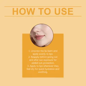 Détail des instructions de baume à lèvres pour des soins hydratants et quotidiens.