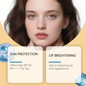 Détail de baume à lèvres avec soin hydratant et protection solaire SPF 50.