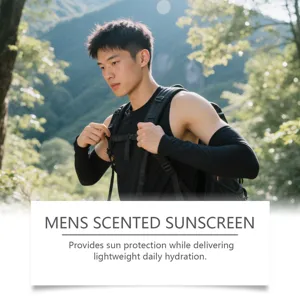 Crème solaire parfumée homme vue détaillée montrant protection et hydratation quotidienne.