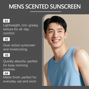 Creme solaire parfumée pour homme legere non grasse hydratante soin de la peau detail.