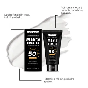 Lotion solaire homme 50g, formule hydratante non grasse pour la routine de soin matinale.