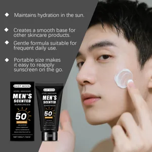 Détail de la crème solaire homme montrant une texture légère et facile à appliquer chaque jour.