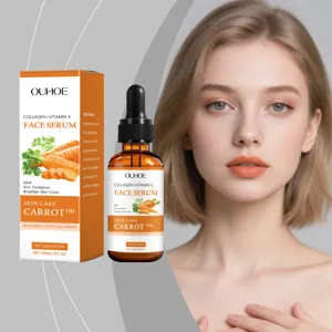 Siero viso carota OUHOE con collagene e vitamina E per idratazione profonda e luminosità.