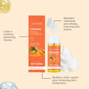 Nettoyant facial au curcuma JAYSUING avec pinceau, mousse nettoyante hydratante 100ml.