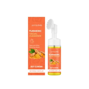 Nettoyant facial au curcuma avec brosse silicone, mousse nettoyante profonde, flacon de 100ml.