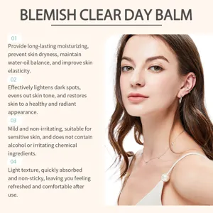 Facial moisturizing balm detail shot showing model skincare benefits and texture.