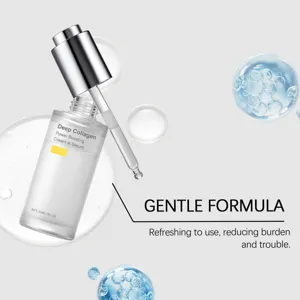 Collagen moisturizing serum detail shot showing dropper bottle and gentle formula.