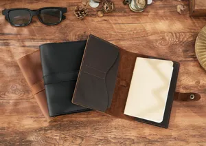 Vintage genuine leather travel notebook journal cover handmade retro stationery diary organizer.