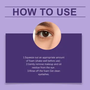 Detailafbeelding toont het gebruik van de milde wimperschuimreiniging voor ogen.