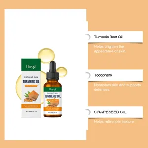 Olio viso alla curcuma HOYGI 30ml con ingredienti naturali per una pelle luminosa.