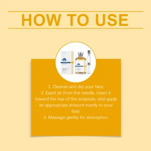 Vue détaillée du sérum ampoule visage Hanchobit montrant les instructions et l'emballage.