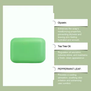 Savon nettoyant visage à l'huile d'arbre à thé glycérine menthe pour une peau propre.