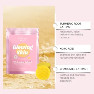 Detail view of EelHope turmeric kojic acid brightening facial cleansing pads 40 pieces.