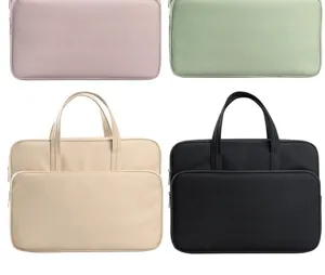 Mehrschichtige Segeltuch Handtasche Dokumententasche Schultasche in einfarbigem Design.