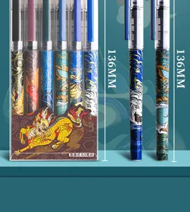 Set de bolígrafos de gel bestia mítica, tinta negra 0,5 mm, escritura fluida vista detallada.