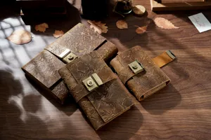 Vintage handmade genuine leather journal with combination lock, embossed floral diary notebook.