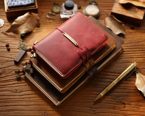 Vintage leather traveler notebook handmade crazy horse journal diary notebook stationery set