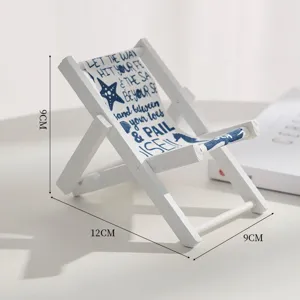 Hölzerner Strandkorb Handyhalter Mini Klappbarer Desktop Ständer Süßer Flamingo Ananas Muster Halter Heimdekoration