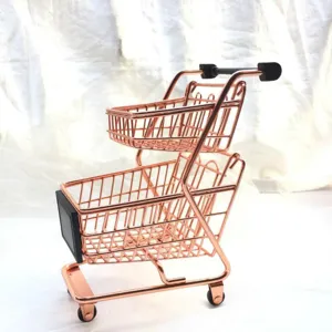 Mini two-tier shopping cart desktop organizer makeup sponge holder photo prop detail view