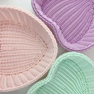 Panier de rangement de bureau en rotin plastique couleur macaron accessoire photo beau