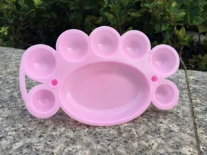 Rosa Kunststoff Farbpalette mit mehreren Mulden zum Mischen von Acrylfarben Kunsthandwerk