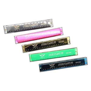 24-hole metal harmonica in multiple colors, perfect for children and students playing.