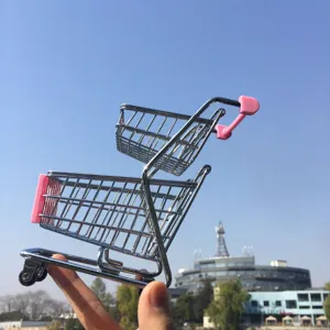Mini double-tier shopping cart desktop storage prop organizer makeup tool holder