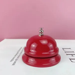 Campana de escritorio de metal rojo y campana de servicio para aula o mostrador.