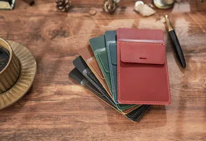 Detailed view of genuine leather pocket pen sleeve, vintage doctor nurse pen holder pouch multi-color