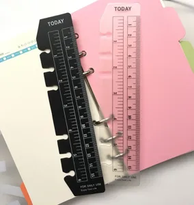 Règle marque-page en plastique pour cahier à 6 anneaux papeterie multifonctionnelle