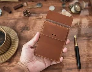 Genuine leather pen pouch pocket protector for doctors nurses white coat retro brown pen