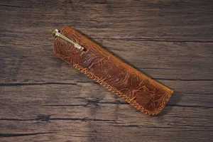Handcrafted vintage genuine leather pen pouch vintage tool sheath protective cover case.