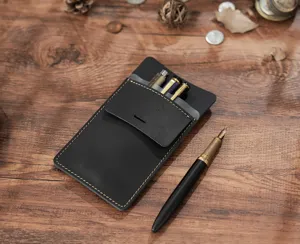 Genuine leather pen pouch pocket protector for doctor nurse white coat pocket organizer.