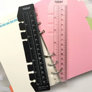 Règle marque-page pour carnet à anneaux 6 trous, outil de mesure en plastique pour agenda.