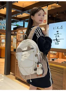 Modischer großer Outdoor-Rucksack für Studenten mit einem niedlichen Pinguin-Anhänger
