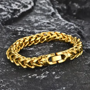 Domineering Stainless Steel Franco Chain Bracelet For Men Women Classic Round Milled Polished Jewelry Clasp Punk Hip Hop Wrist Band Jewelry Gift